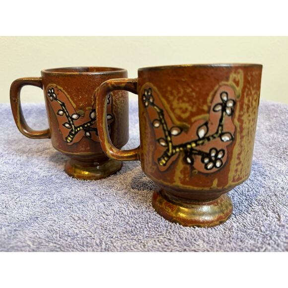 2 vintage 70s cottage core OWL floral mugs coffee cups. CUTE - Picture 5 of 11